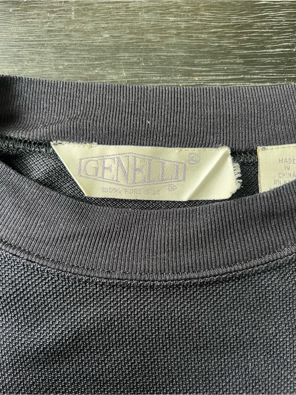 Genelli Men's Black 100 Pure silk Crewneck Silk-Blend Sweater